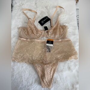 INC International Concepts Women's Lace Bra Set - Beige